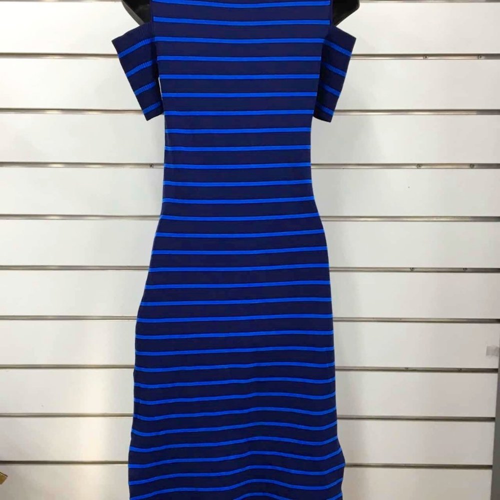 GORMAN Lola Stripe Blue Cold Shoulder Midi Dress - Picture 9 of 9